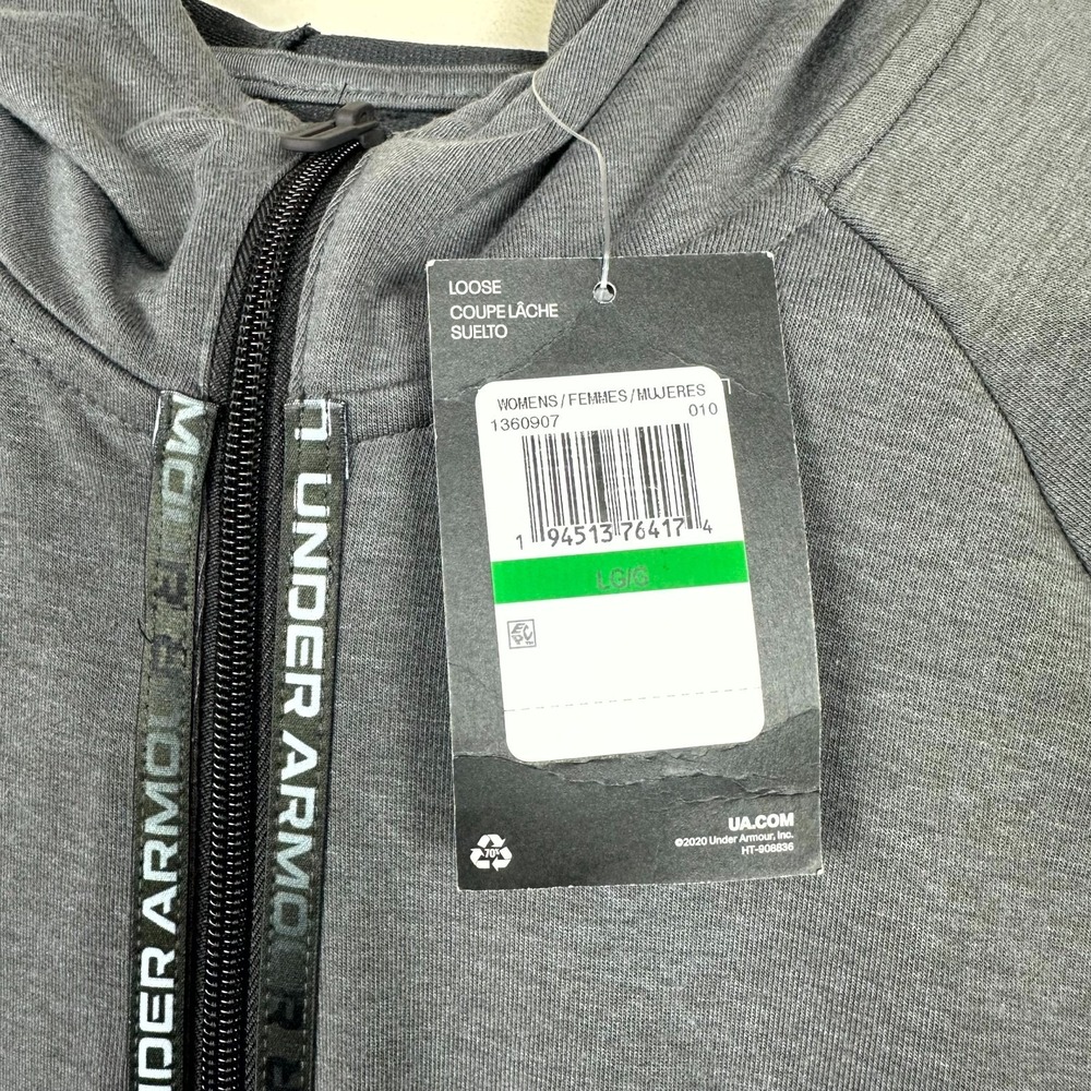 Under Armour Women's Full Zip Hoodie L Loose Fit Gray UA Logo NWT Athleisure - Picture 6 of 11